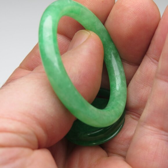 "Natural Baby Jade bangle + FREE Jade Ring & Jade Donut 33mm" - Picture 2 of 3